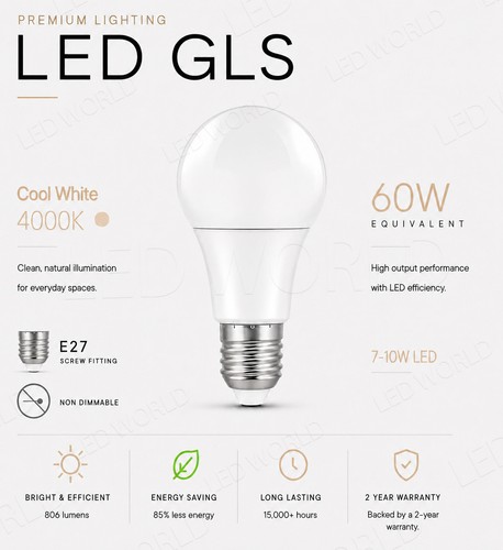 E27 gls led light - e27,